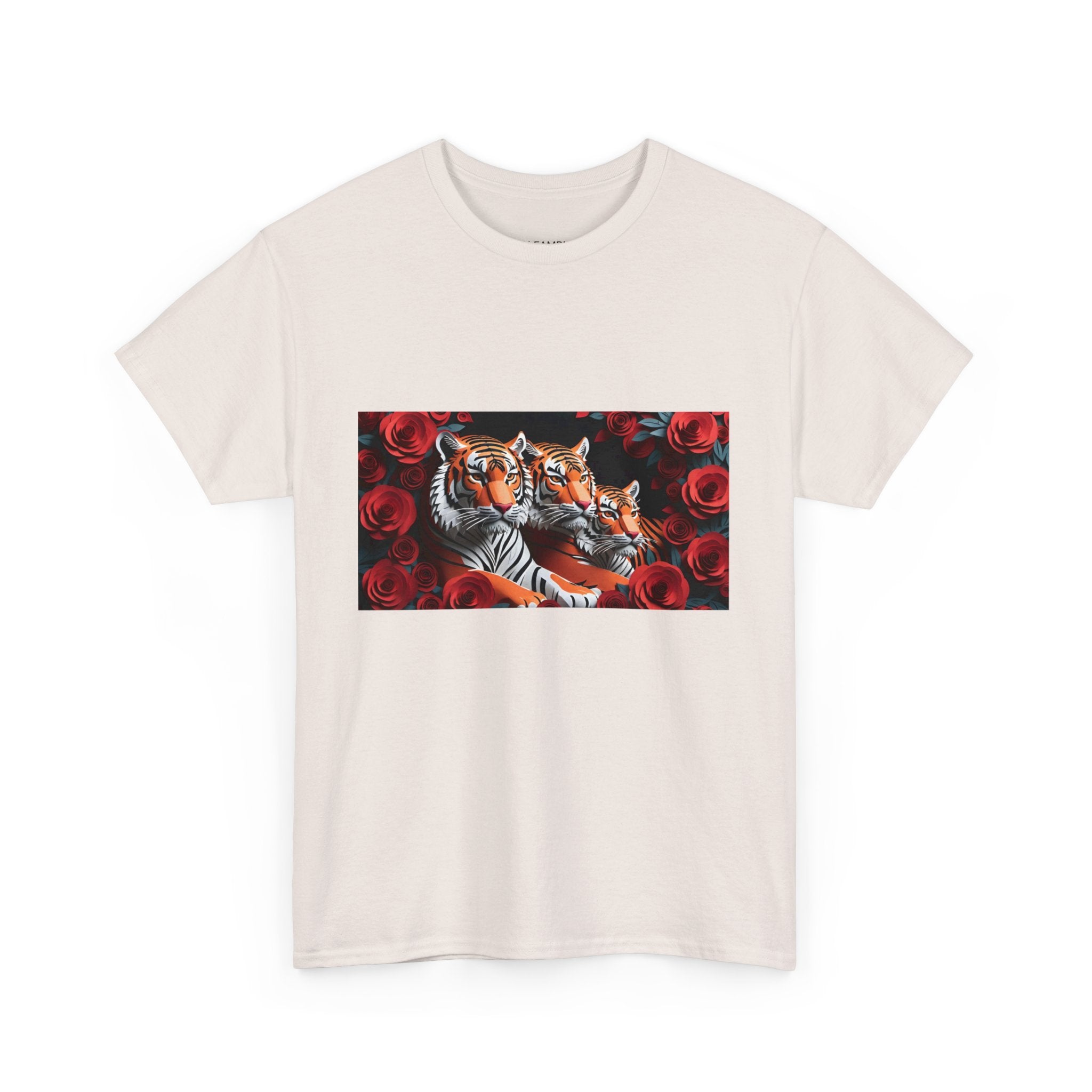 Three Tigers Laying In Red Roses